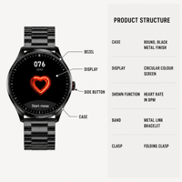   Montre connectée avec moniteur de fréquence cardiaque, paiement hors ligne, cadran rond, montre de sport pour homme, montre connectée pour les affaires quotidiennes