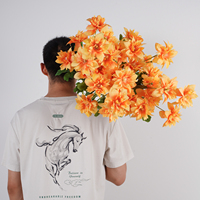 Bouquet de fleurs artificielles d'orange style Dahlia, tiges décoratives pour salon, chambre, bureau