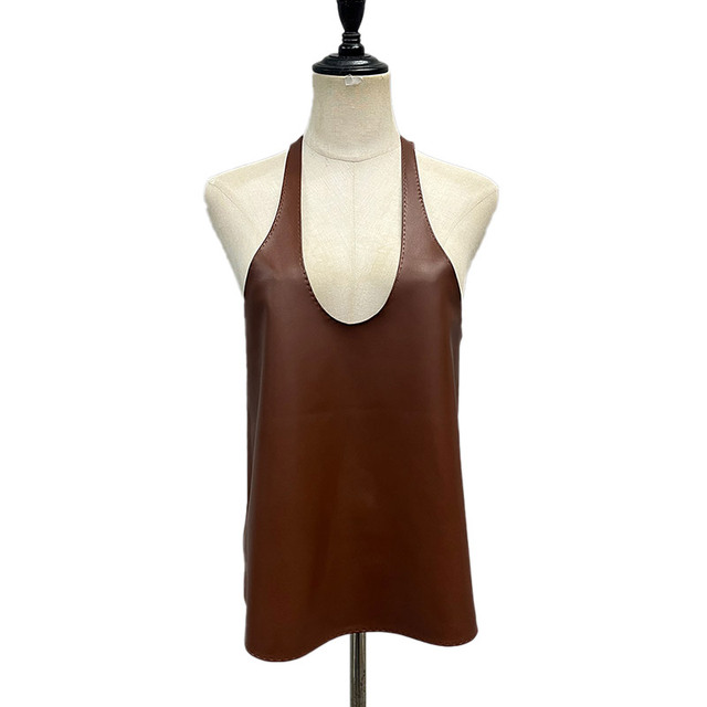 Jancoco New Design Genuine Sheepskin Leather Vest Custom U-neck Breathable Leather Waistcoat for Women