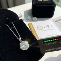 Collier en moissanite certifié GRA, argent pur S925, couleur D, VVS1, diamant de laboratoire, testé par un testeur de diamants, pour femme.