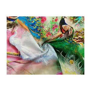 Chinoiserie Peacock Pattern Woven Plain Printed Stoff Baumwoll stoff Lightweight Custom