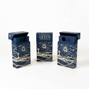 Cajas de Cartón Rígido Negro con Logotipo Estampado en Caliente Personalizado, Paquete de 10, <span class=keywords><strong>Caja</strong></span> de Embalaje para Conos Enrollados, <span class=keywords><strong>Caja</strong></span> de Cigarrillos con Tapa Abatible - Product Image 1