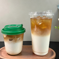 MOQ Rendah Custom Gelas Plastik PET Bentuk U Kaliber 90mm 12oz 16oz 24oz Bening Sekali Pakai Untuk Milkshake Dengan Tutup, Gelas Plastik Food Grade