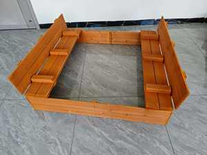 Bac à sable en bois sensoriel interactif pour enfants avec couvercle pour banquettes pliables pour <span class=keywords><strong>jardin</strong></span> et pelouse - Product Image 2