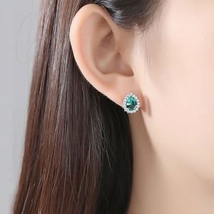 Juego de Joyería Nupcial de Plata con Circonita en Forma de Pera de 6*8mm, con Aretes y Collar, Chapado en Rodio, Regalo de Compromiso para Boda - Product Image 3