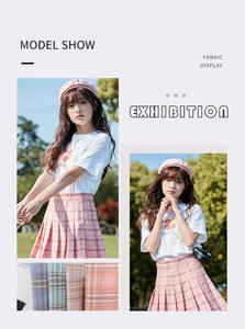 Jupe à carreaux 100 coton, tissu teint en coton, jupe écossaise, coloré, ample, d'été - Product Image 6