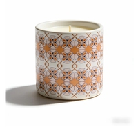 FORTUNE BOLIN Tasse en céramique imprimée élégante Bougie parfumée Maison Vacances Style bohème Bougie parfumée à la cire de soja sans fumée