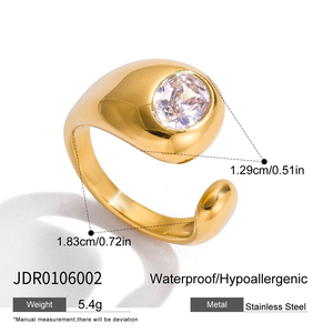 Bague de fiançailles géométrique quadrilatère en acier inoxydable plaqué zircon de style européen-américain pour femme Jeding - Product Image 6