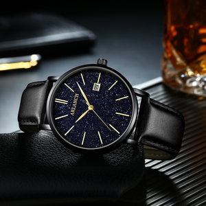 Reloj de Cuarzo para Hombre con Esfera de Cielo Estrellado, Correa de Cuero, Reloj de Pulsera de Moda para Negocios, Resistente al Agua y Luminoso - Product Image 6