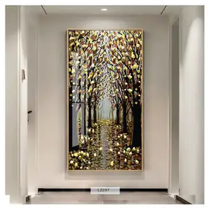 Personalized Customization Golden Noble Tree Of Life Porch Decoration Crystal Porcelain Canvas Painting