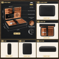Coffret Humidor de Voyage de Luxe en Cuir et Cèdre Espagnol pour Cigares, avec Briquet, Coupe-Cigares en V et Support, Anti-Humidité, Grande Capacité