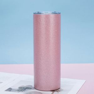 Gobelet isotherme en acier inoxydable de 20 oz, fin et droit, avec paillettes, prêt pour la sublimation, avec couvercle - Product Image 2