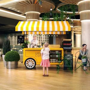 Carretto Bici Caffè Congelatore Gelati Mobile da Strada in Acciaio Inossidabile per Esterni, Food Truck a 4 Ruote Usato con Forno Pizza e Piastra per Fast Food - Product Image 1