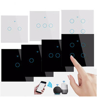 Interruptor táctil de cristal para el hogar inteligente con WiFi, productos Alexa, 10A, Panel de control inalámbrico, interruptores de pared de Control de aplicación temporizados para el hogar para el