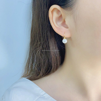 Nouveau luxe élégant Design 18K véritable or pur eau douce 8.0mm perle boucles d'oreilles pour les femmes mariage fiançailles Au750 or jaune
