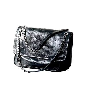 Bolso Bandolera de Cuero Encerado Retro Yangshulin de Alta Calidad para Mujer, Nuevo Bolso de Cadena de Cuero Genuino Niki, Bolso de Diseñador de Lujo - Product Image 5