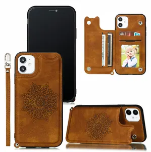 Voor Iphone 12 Mobiele Telefoon Lederen Flip Cover Slim Kaartsleuven Wallet Case Voor Iphone 12 Pro Max