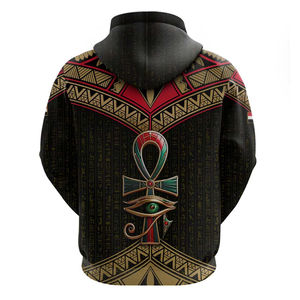 Sudadera con capucha con temática de Egipto para hombre, gran oferta, estampado 3D de jeroglíficos y bandera nacional, sudadera informal negra y dorada roja - Product Image 2
