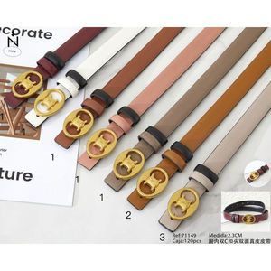 Cintura in vera pelle 2,3 cm con fibbia interna a doppia C, reversibile, per donna e uomo, alla moda - Product Image 1