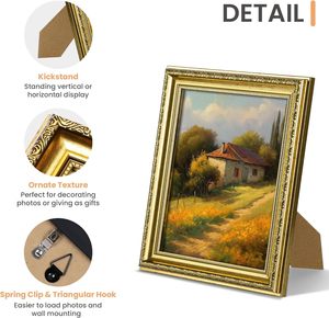 Trang trí công phu cổ điển <span class=keywords><strong>8x10</strong></span> hình ảnh khung kính thật 2 gói với vàng Đồng gỗ tường Tabletop hiển thị <span class=keywords><strong>8x10</strong></span> khung ảnh tường - Product Image 4