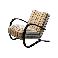 Fauteuil chaise longue rayé décontracté de style rustique avec accoudoirs - Bureau, salon, hôtels, maisons d'hôtes, cafés - Burke Home Furniture