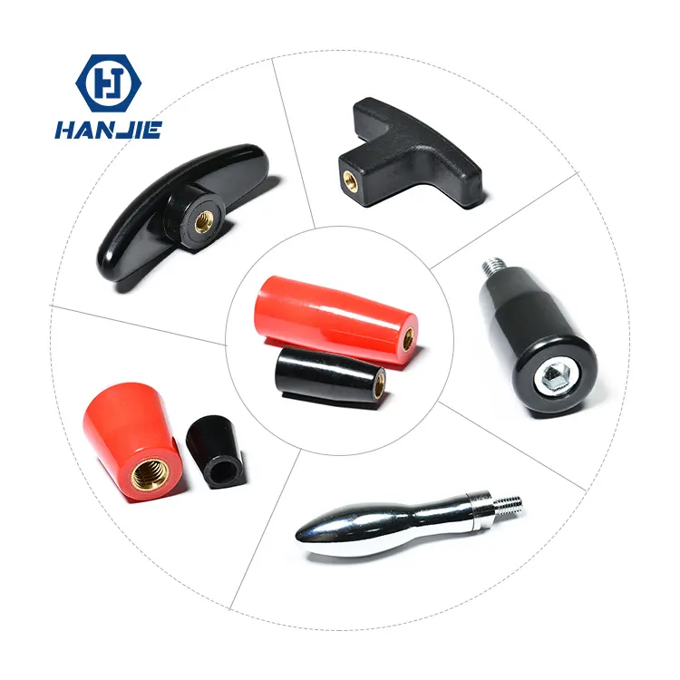 Various Lathes Machine Tool Accessories Plastic Hand Lever Black Red Bakelite Long Sleeve Knob Handle Cover