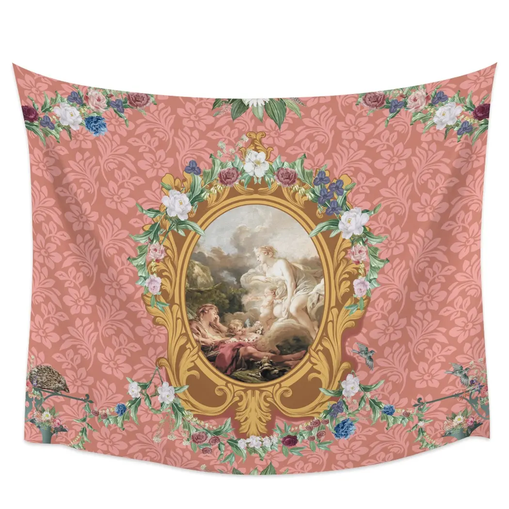 Декоративный гобелен в европейском стиле ретро с изображением цветов из 100% полиэстера