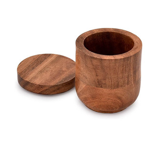 Acacia Wood Jewelry <b>Box</b> Round 7.6 X 7.6 X 8.9 Cm With Lid For <b>Rings</b> <b>Proposals</b> Weddings - Product Image 2