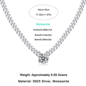 Venta al por mayor de plata esterlina 925 VVS D certificado Moissanite círculo colgante collar 16 pulgadas mujer joyería diamante estilo cubano - Product Image 5