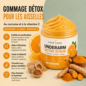 Gommage corporel multi-usages OEM qui améliore le teint terne et irrégulier, lisse la texture rugueuse, gommage détoxifiant pour les aisselles au curcuma et à la vitamine C - Product Image 2