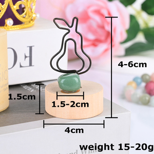Clip Personalizado para Fotos con Piedras de Cristal Pulido, Base Redonda de Madera, Clip para Tarjetas de Visita para Decoración - Product Image 2