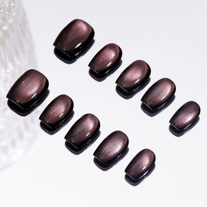 Personalizado rojo marrón púrpura hecho a mano ojo de gato prensa en las <span class=keywords><strong>uñas</strong></span> <span class=keywords><strong>cortas</strong></span> cuadradas <span class=keywords><strong>uñas</strong></span> postizas al por mayor <span class=keywords><strong>uñas</strong></span> artificiales - Product Image 3