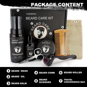 مجموعة العناية باللحية للرجال بشعار مخصص، 7 قطع تشمل بلسم اللحية وزيت وغسول اللحية وأداة تمشيط اللحية، طقم حلاقة احترافي مناسب للسفر - Product Image 6