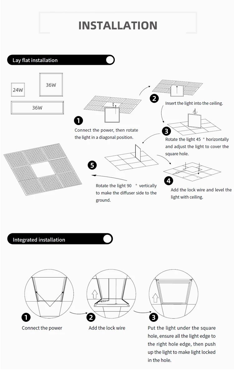 HUAYI 300x1200mm 600x600mm 24w 36w Led Panel Light Aluminum Frame Led Ceiling Panel Light