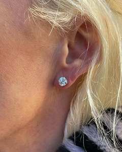 Elegant Round Brilliant Moissanite <b>Stud</b> <b>Earrings</b> Premium Sterling <b>Silver</b> Fine Jewelry Classic Style for Women - Product Image 2
