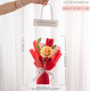 Graduación Temporada Regalo Punto Girasol Cara sonriente Sombrero Ramo Flor eterna - Product Image 3