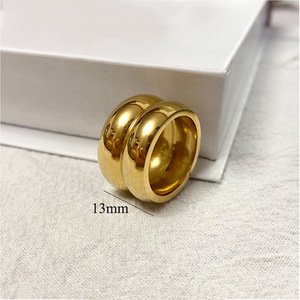 Bague en acier inoxydable, minimaliste, Double couche, large, brillante, pour femmes, nouveau modèle - Product Image 3