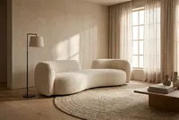Ensemble de canapés sectionnels modernes nordiques, luxe léger, en tissu polaire d'agneau, rembourrés en éponge, design artistique incurvé, pour appartement, centre commercial, hôtel, villa