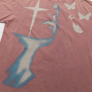 เสื้อยืดแขนสั้นผ้าฝ้ายเนื้อหนา ลายพิมพ์นามธรรมทันสมัย ดีไซน์ทำสีซีดแบบวินเทจ ปรับแต่งสีได้ ไม่เป็นขุย - Product Image 6