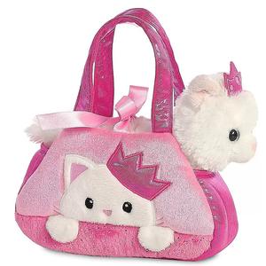 नरम भरवां लंबी आलीशान गुलाबी बिल्ली एक हैंडबैग में गेंडा कुत्ते के खिलौने वाहक बैग - Product Image 4