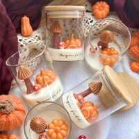Bougie parfumée artisanale en forme de citrouille et de champignon, décoration d'intérieur originale, en verre avec couvercle