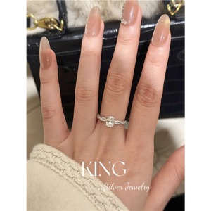 Anillo de Diamantes Ovalado King Silver Jewelry, Anillo de Compromiso Chapado en Oro sobre Plata S925, Anillos Finos para Mujer - Product Image 4