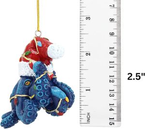 Adorno navideño de pulpo de resina azul con estilo de amor Patrón de animal lindo - Product Image 3