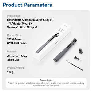 Palo de Selfie Telesin de Aluminio de 60 cm (21 Pulgadas), Resistente al Agua, Probado con Pulverización de Sal, para Cámaras de Acción GoPro, DJI, Insta360 Pro, <span class=keywords><strong>Go2</strong></span>/3 - Product Image 6