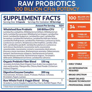 Wholesale Vegan Women Supplement Adult <strong>Raw</strong> <strong>Probiotic</strong> 100 Billion Cfu With Prebiotics Capsules - Product Image 2