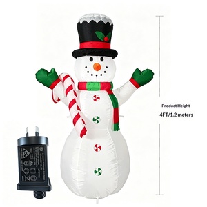 1.2-Meter Christmas <b>Inflatable</b> Snowman Cane Candy LED Luminous Air Model Outdoor Courtyard Holiday Decoration Ornament - Product Image 4