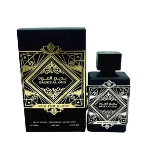 Parfüm Badee Al Oud Lattafa tarafından zafer için 100 ML saf siyah orta doğu arapça Dubai parfüm benzersiz styling parfüm