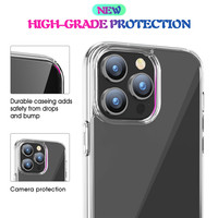 Coque Transparente Ajustée pour iPhone 15 Pro Max, Dos Rigide en PC et Bords Souples en TPU, Étui pour iPhone 14 Plus 13 12 11 Pro Max X XS
