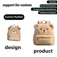 Sac à dos en peluche ours personnalisé en gros, sac ours mignon et doux, poupée en peluche animal en peluche personnalisée, jouet en peluche au design personnalisé