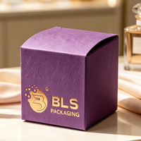 Boîte d'emballage en papier violet de luxe pliable pour parfum, bougie personnalisée, cadeau promotionnel, impression, vernissage, estampage à chaud